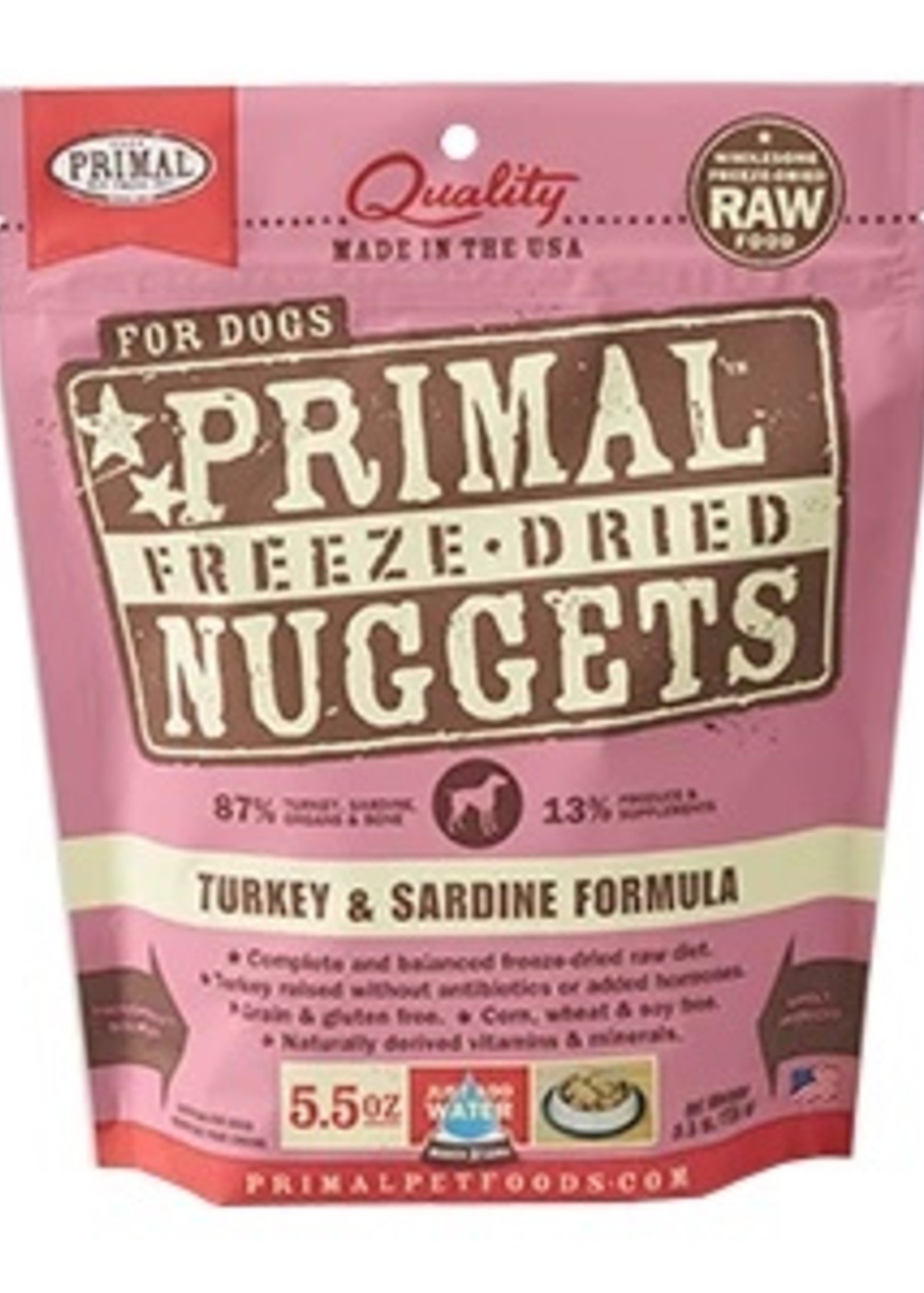 Primal Primal Dog Freeze Dried Turkey & Sardine Nugget 5.5 oz.