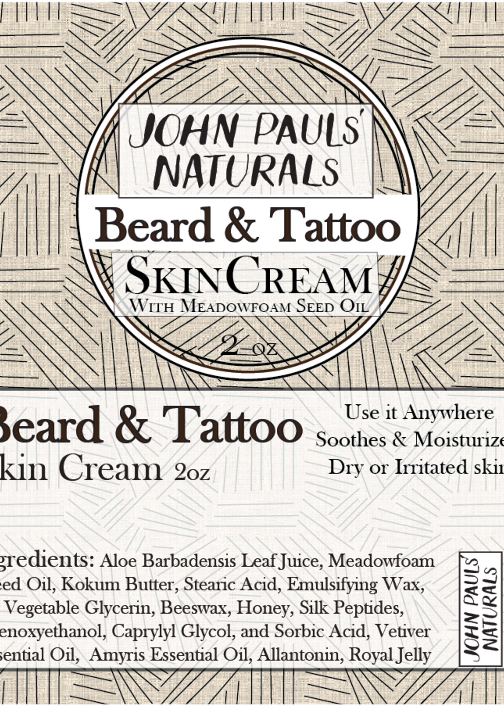 South Austin People John Paul Naturals Beard & Tattoo Skin Cream 2 oz