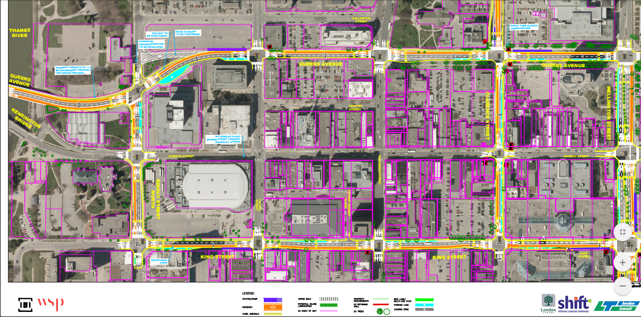 Shift Bus Rapid Transit map of planned routes.