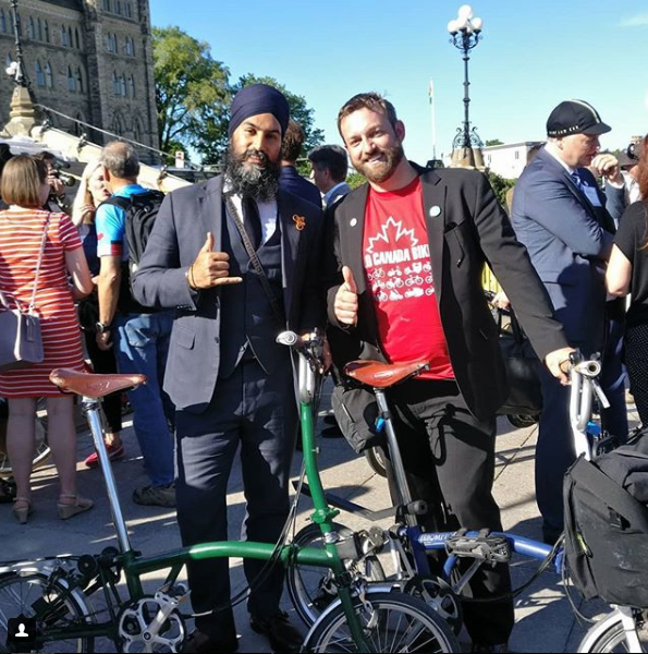 Ben and Jagmeet Singh with their Bromptons