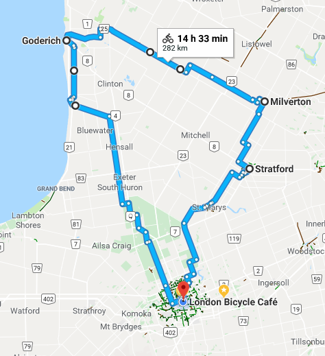 Map of Goderich trail route