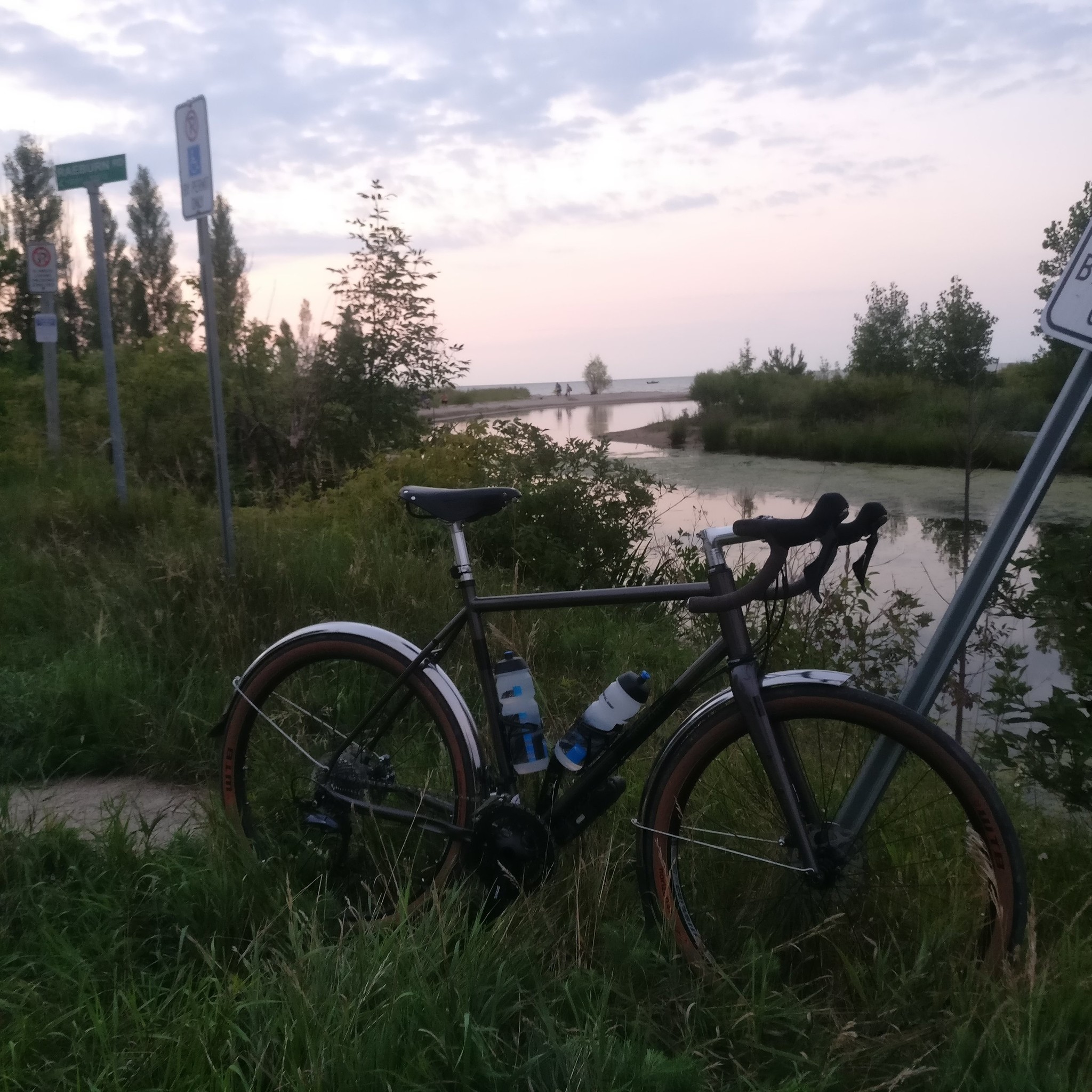 Ben's gravel bike by a creek.