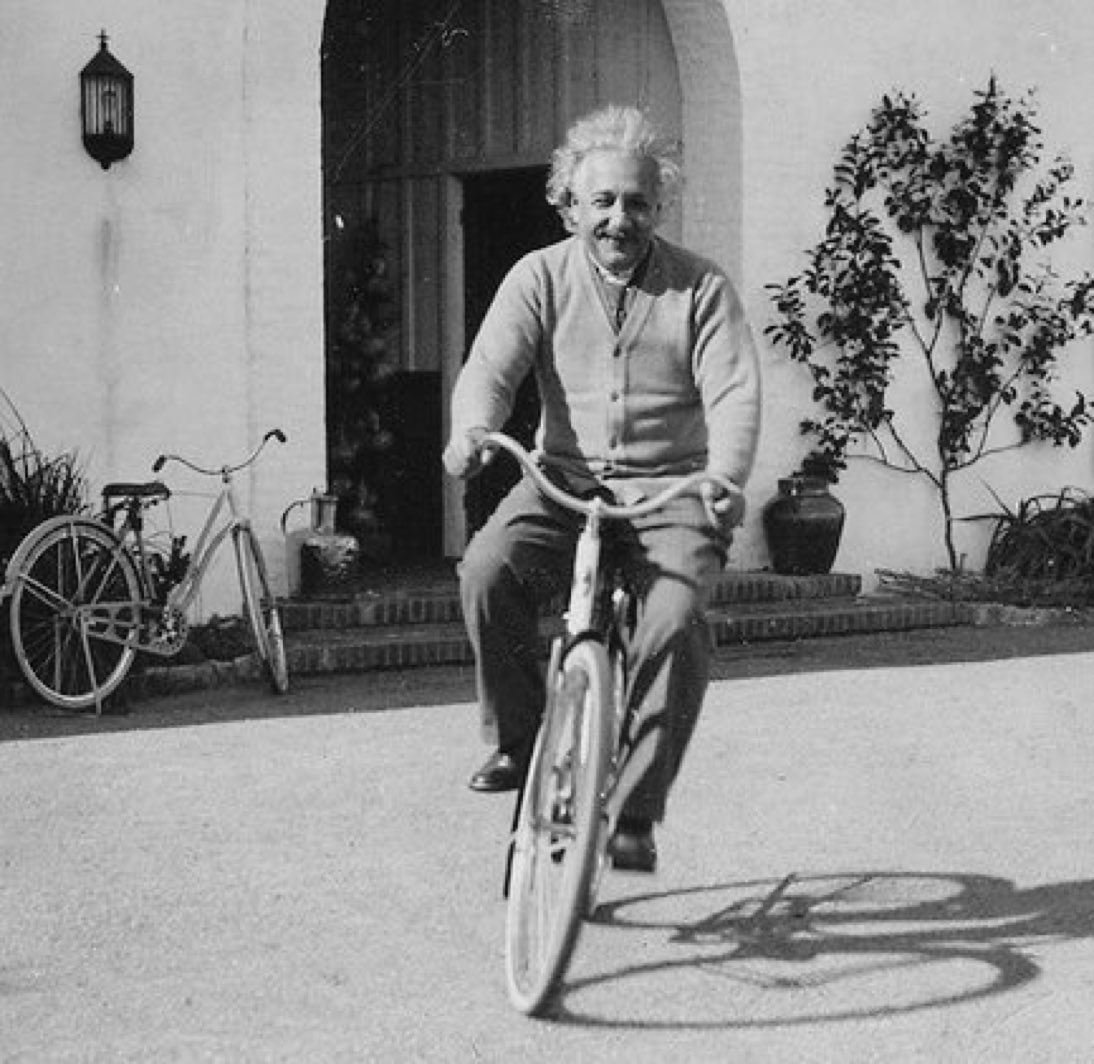 Albert Einstein on a bike