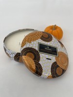 Voluspa Spiced Pumpkin Latte round 3 wick tin