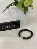 Lolo LOLO Black Onyx Bead Bracelet 8 mm - Triple gold bead