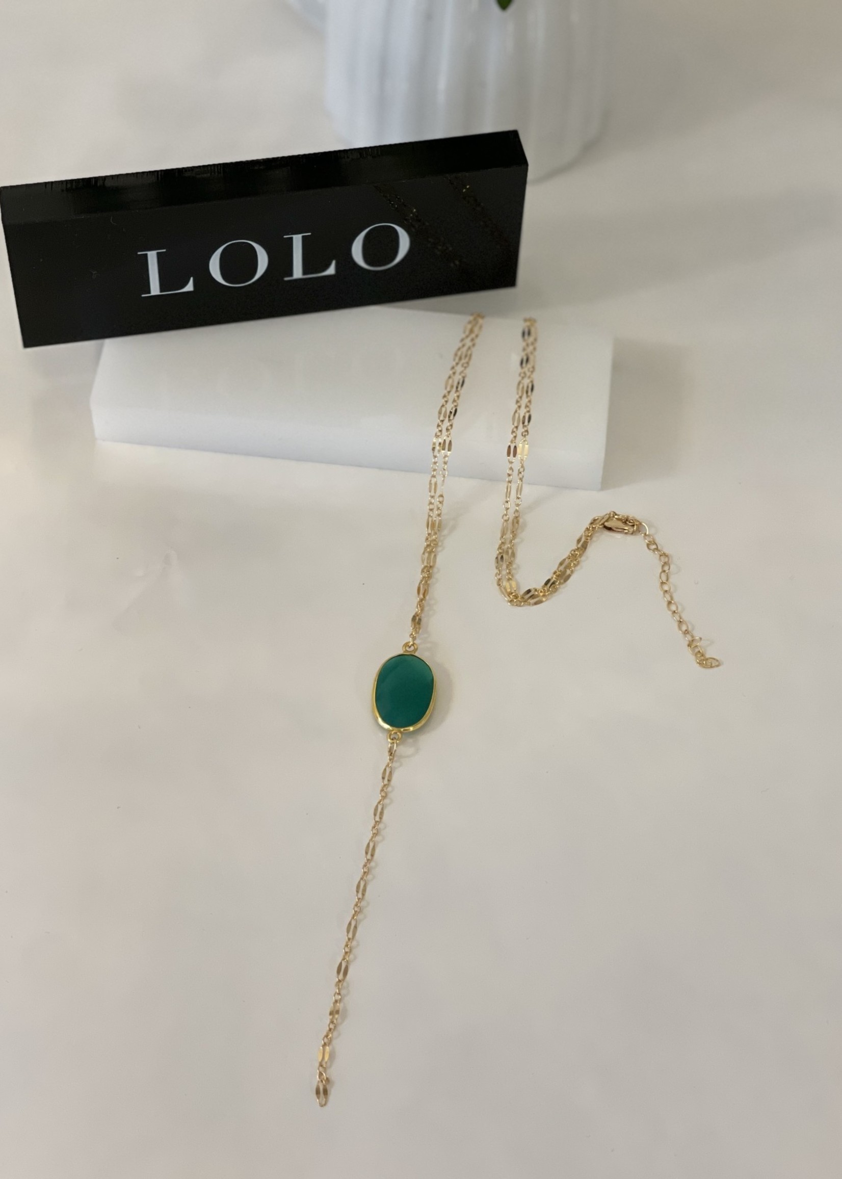 Lolo LOLO Lariat Necklace - Green Onyx
