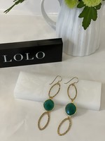 Lolo LOLO Oval Stone Hoop Earrings - Green Onyx