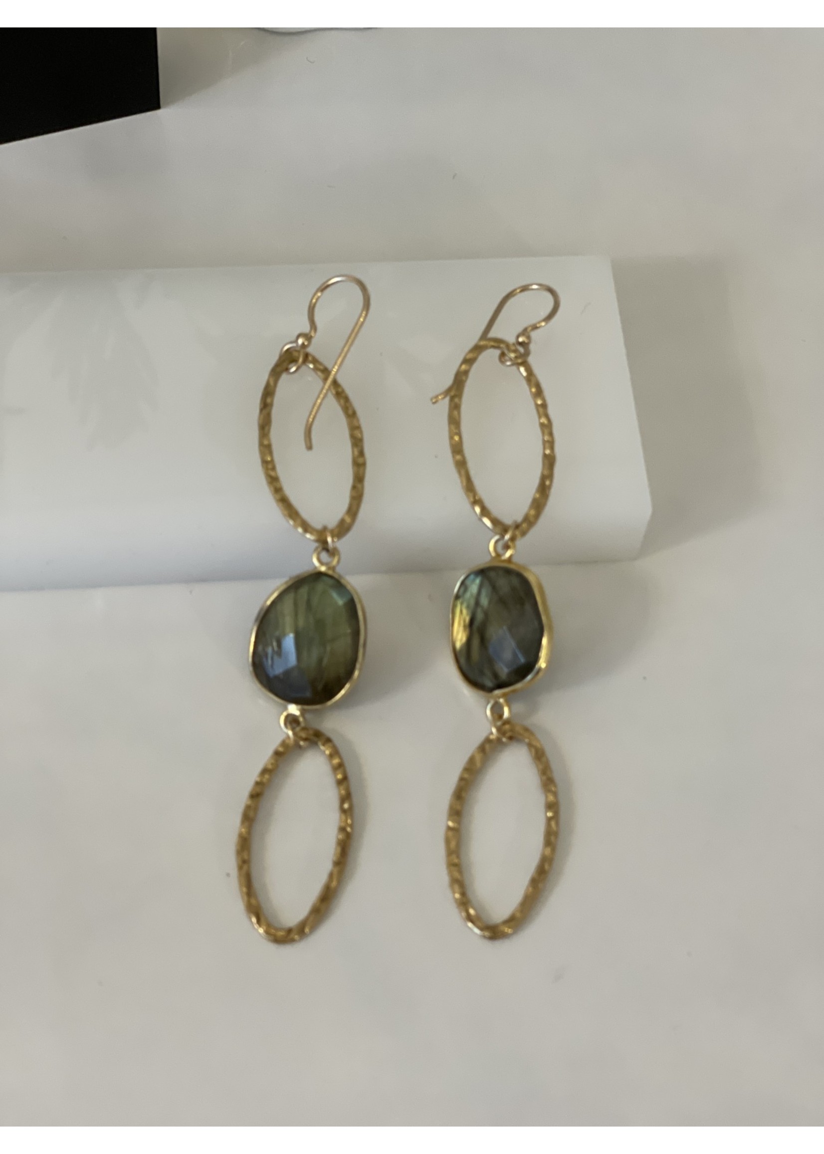 Lolo LOLO Oval Stone Hoop Earrings - Labradorite