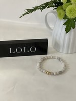 LOLO White Agate bead Bracelet - 6mm triple gold bead