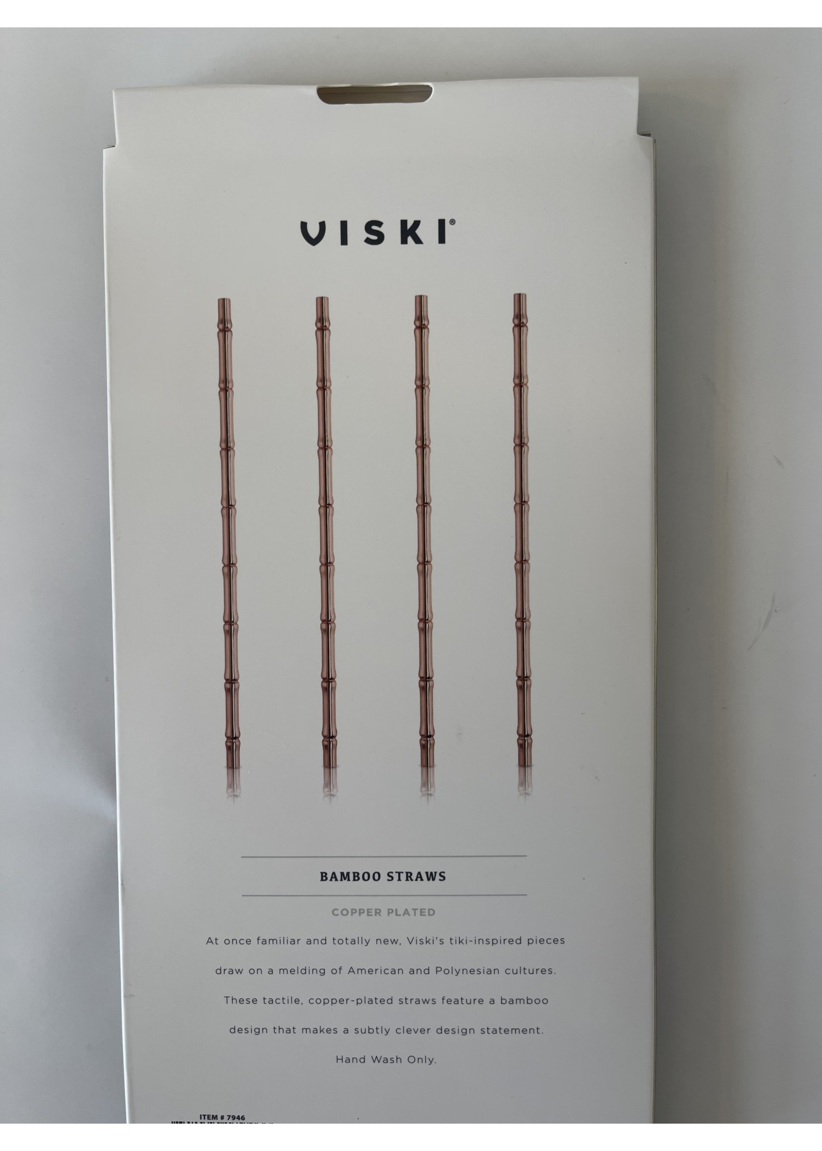 Viski Bamboo Copper Straws s/4