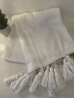 Mud Pie Throw Blanket - Woven White