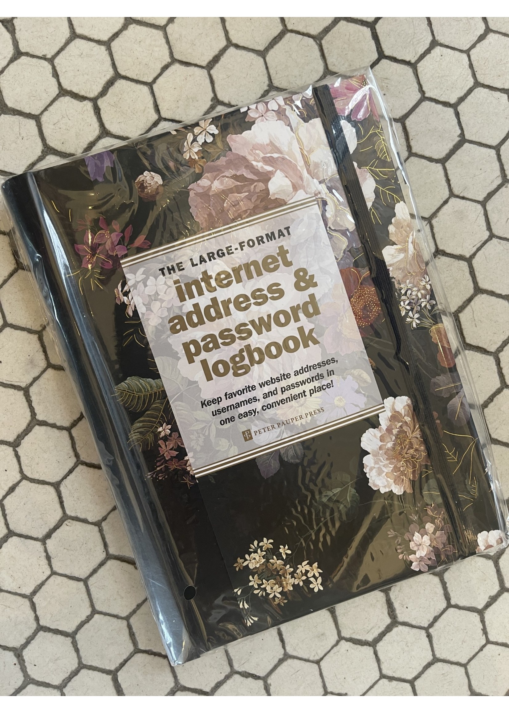 Peter Pauper Press Internet Log Book - Midnight Floral Lg. Format