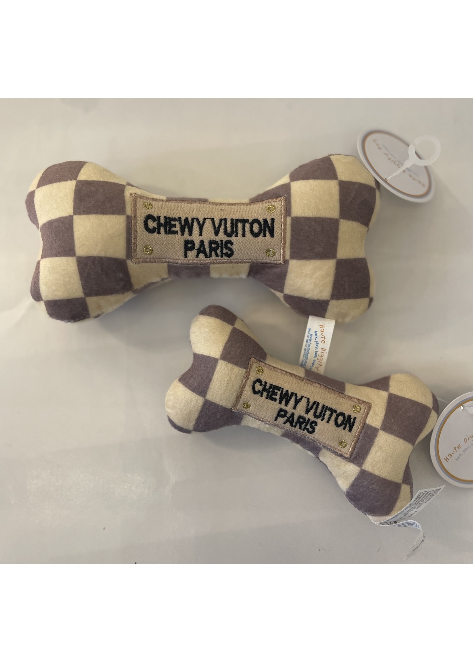 Haute Diggety Dog Chewy Vuiton Classic Check Toy Lg.