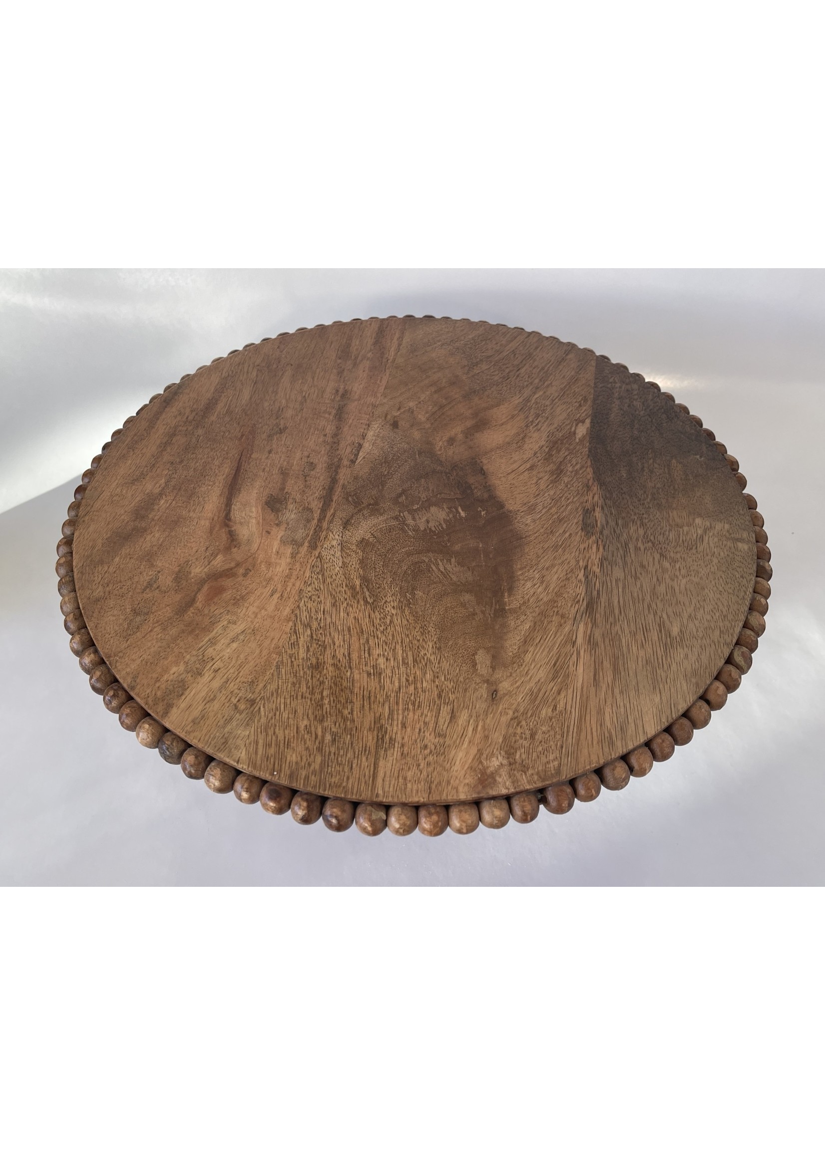 Mud Pie Beaded Wood Pedestal Tray