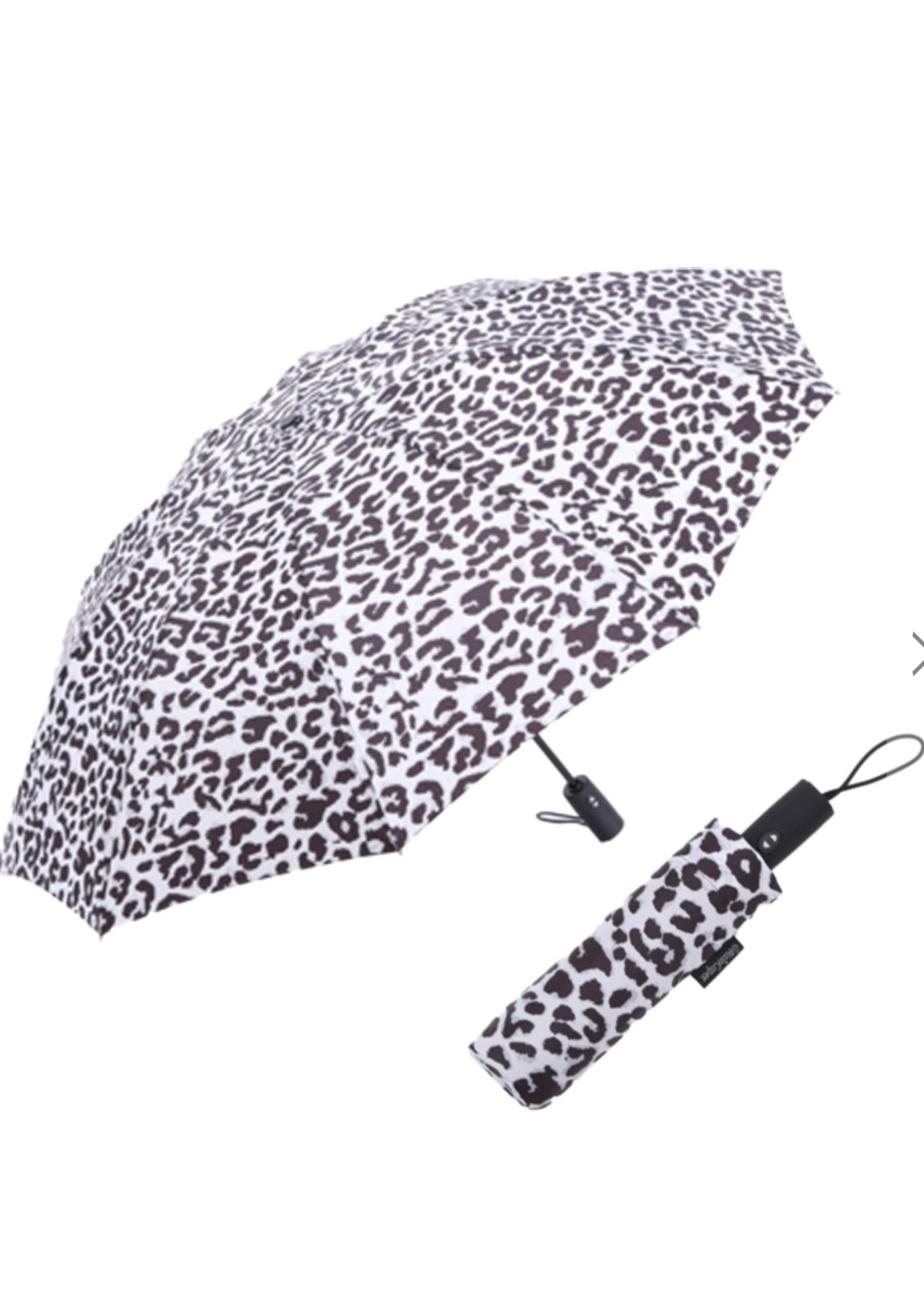 RainCaper Travel Umbrella -Black & White Leopard