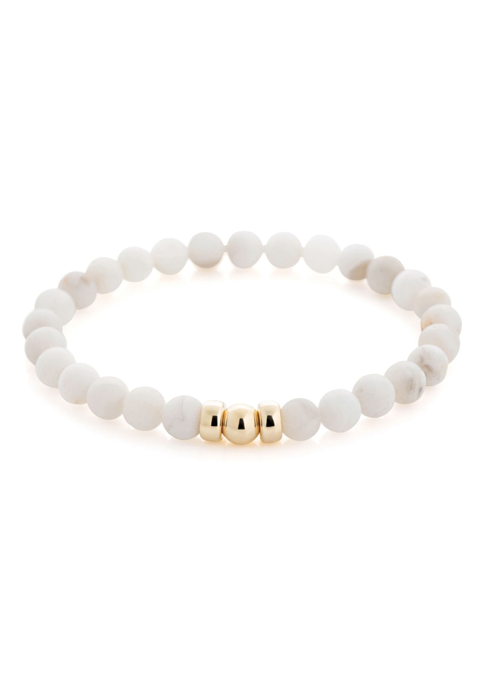 Lolo LOLO White Agate bead Bracelet - 6mm triple gold bead