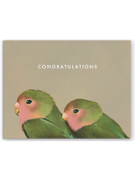 Mincing Mockingbird Lovebirds Congratulations Card