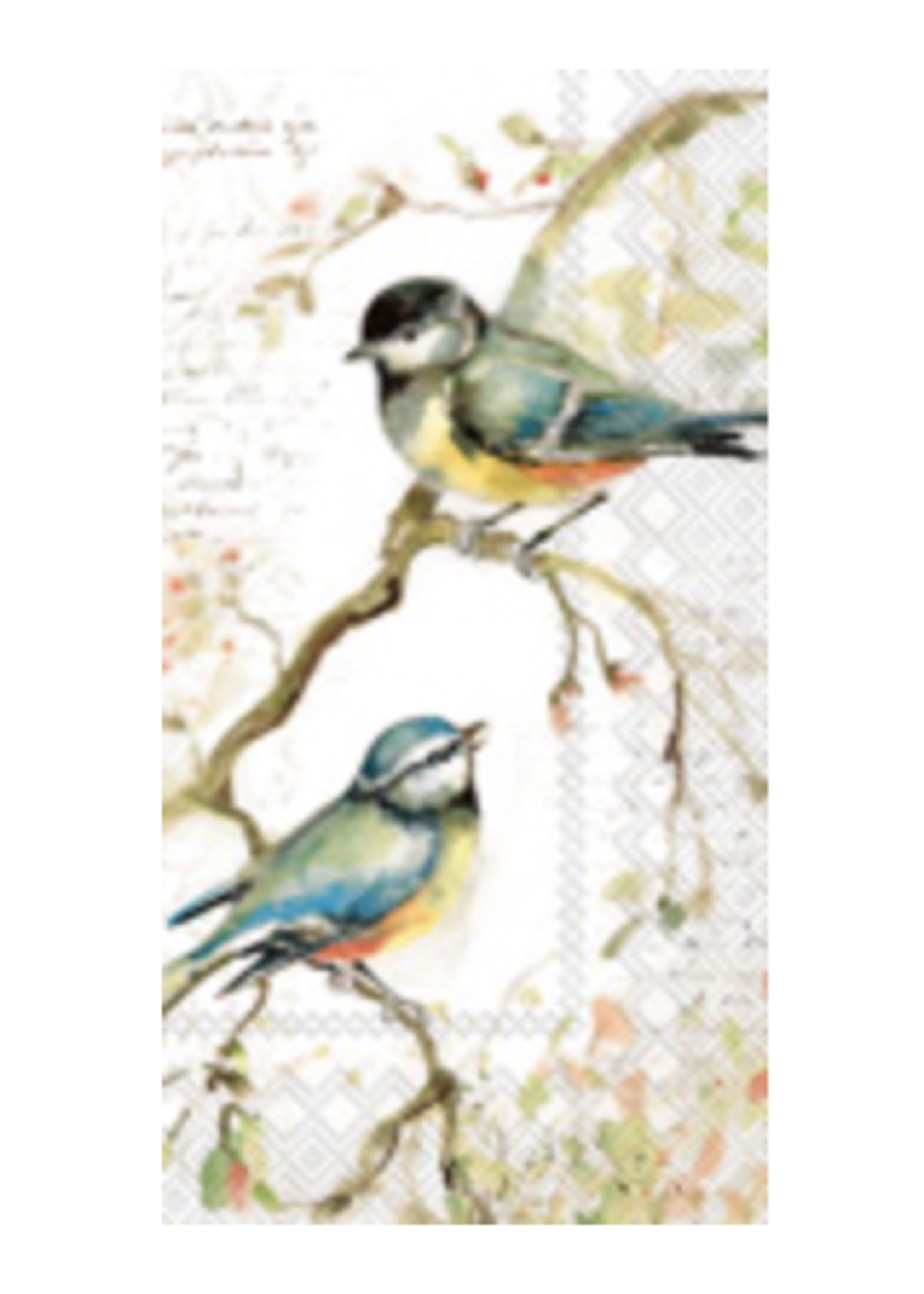 Boston Int'l Guest Towel Napkin Happy Little Titmice