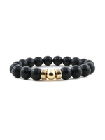 Lolo LOLO Black Onyx Bead Bracelet 10mm -triple gold bead