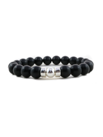 Lolo LOLO Black Onyx Bead Bracelet 10mm -triple silver bead