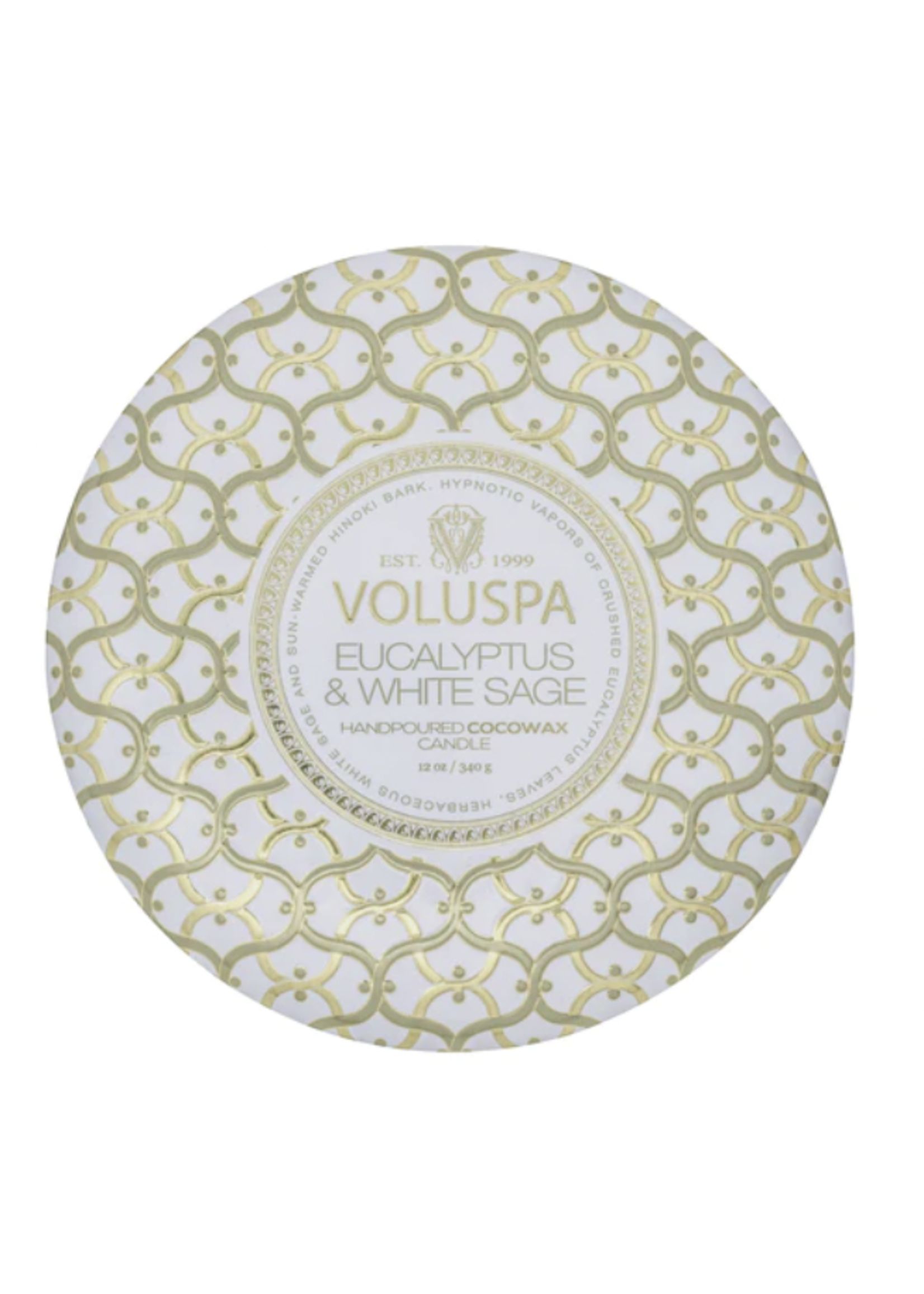 Voluspa Eucalyptus & White Sage 3 wick round tin