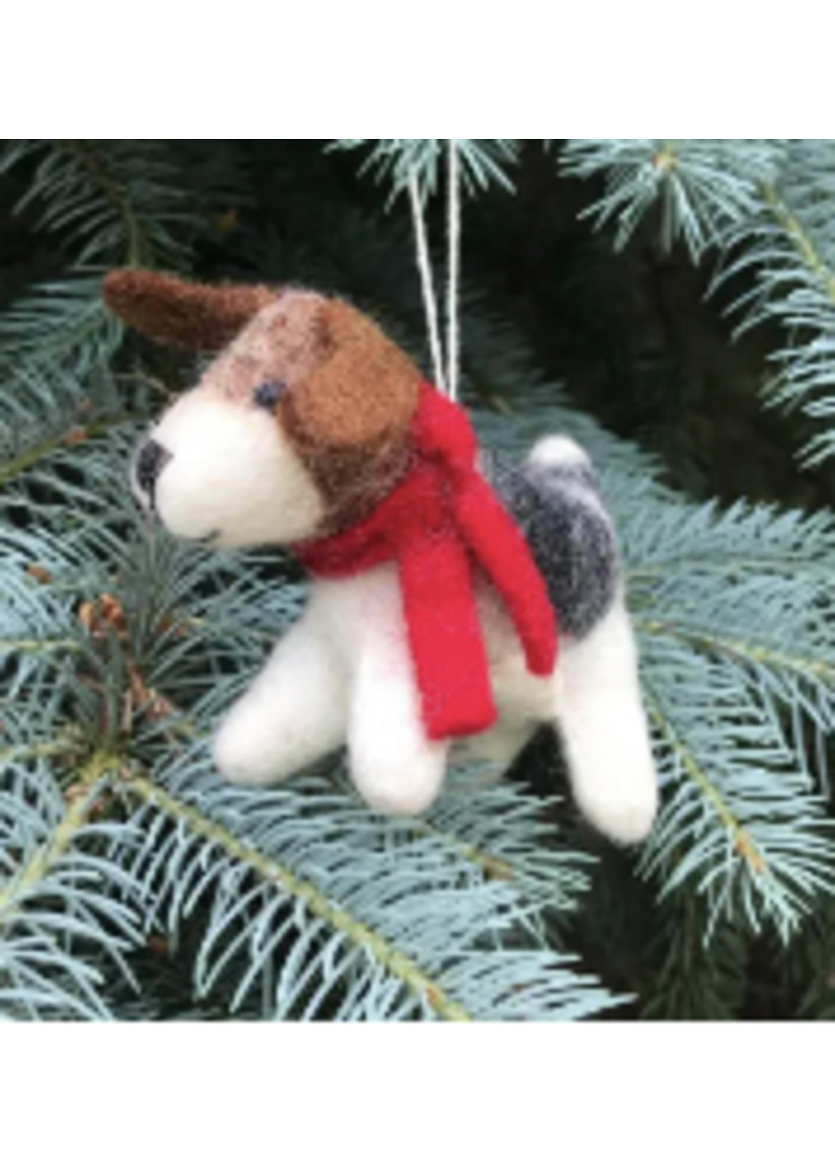 Ornaments for Orphans Felt Dog w/ scarf ornament