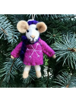 The Winding Road Felt Ornament Mouse in Coat & Scarf