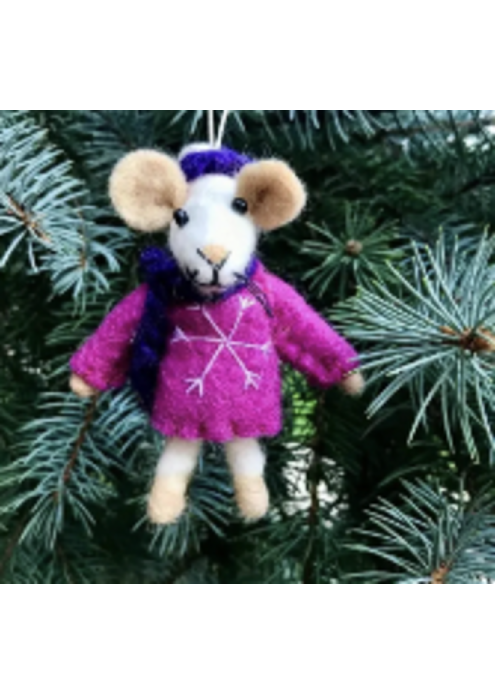 The Winding Road Felt Ornament Mouse in Coat & Scarf