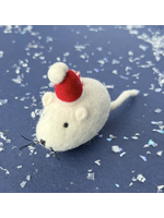 The Winding Road Felt Mouse Ornament with Santa Hat