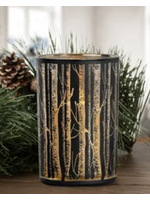 Torre & Tagus Birch Tree Silhouette Black & Gold Mirror 4.5x7" Glass hurricane Vase Votive Large
