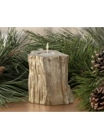 Torre & Tagus Woodland Golden Stump Aluminum Tealight Holder medium 4H"