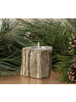 Torre & Tagus Woodland Golden Stump Aluminum Tealight Holder small 3H"