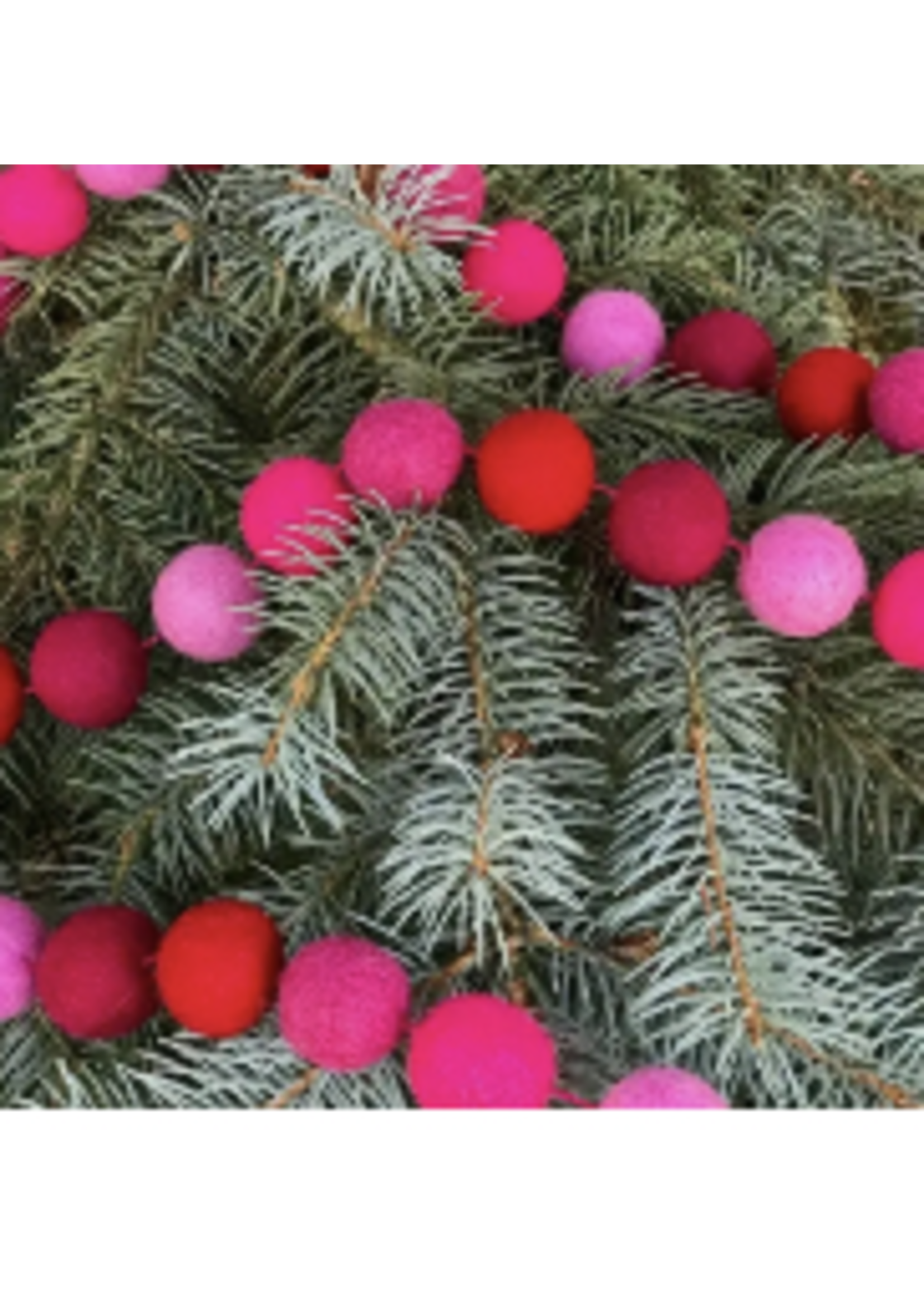 The Winding Road Felt Garland Balls - Hot Pink