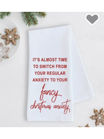 Dev D & Co. Fancy Christmas Anxiety Tea Towel - Holiday Red