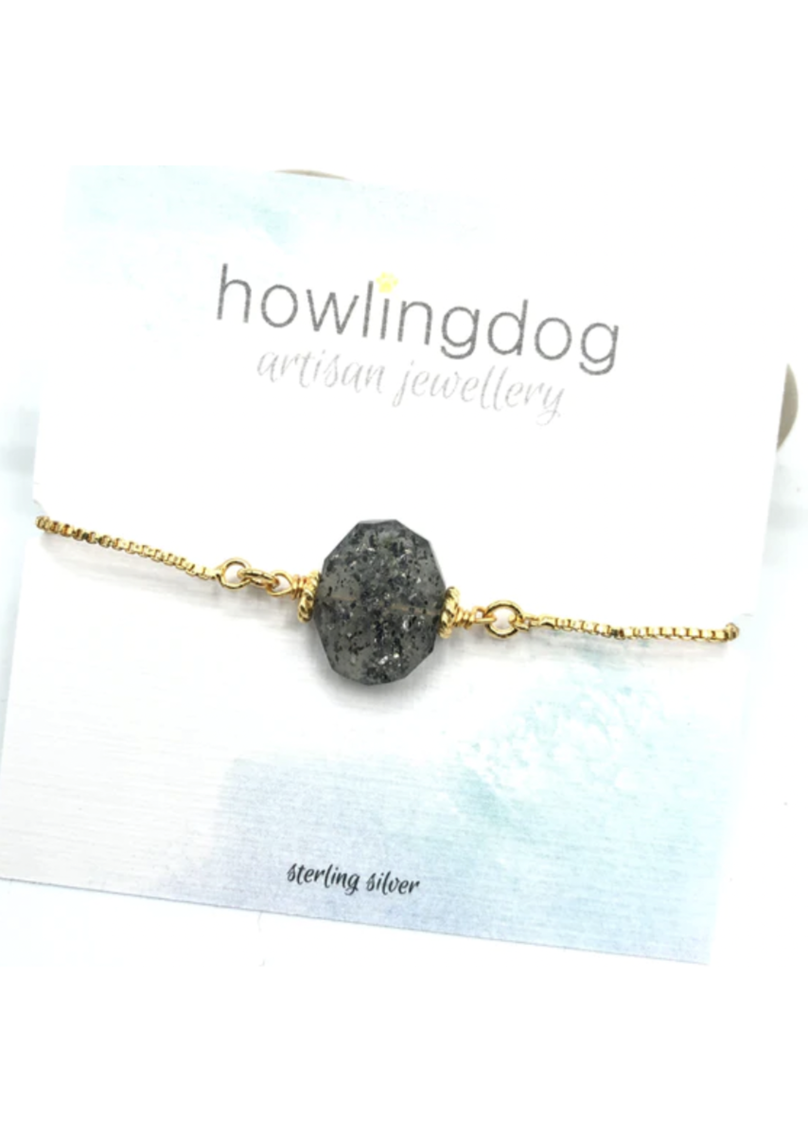 Howling Dog Artisan Jewellery Howling Dog Adjustable Bracelet - Black Gold Stone Rough
