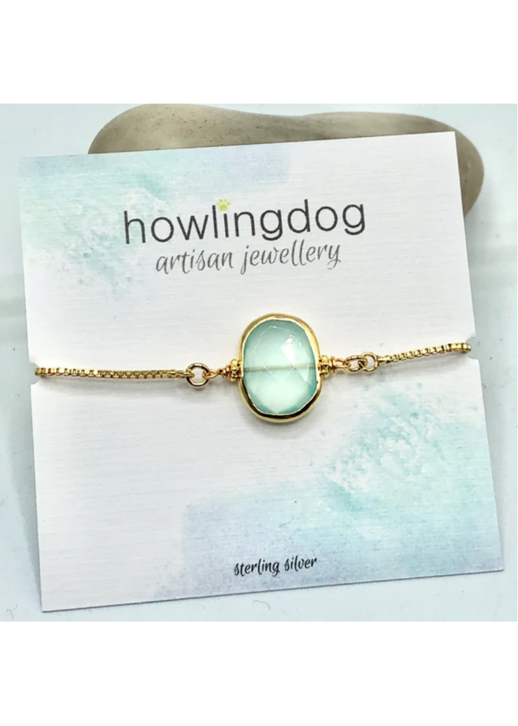 Howling Dog Artisan Jewellery Howling Dog Adjustable Bracelet - Bezelled Chalcedony