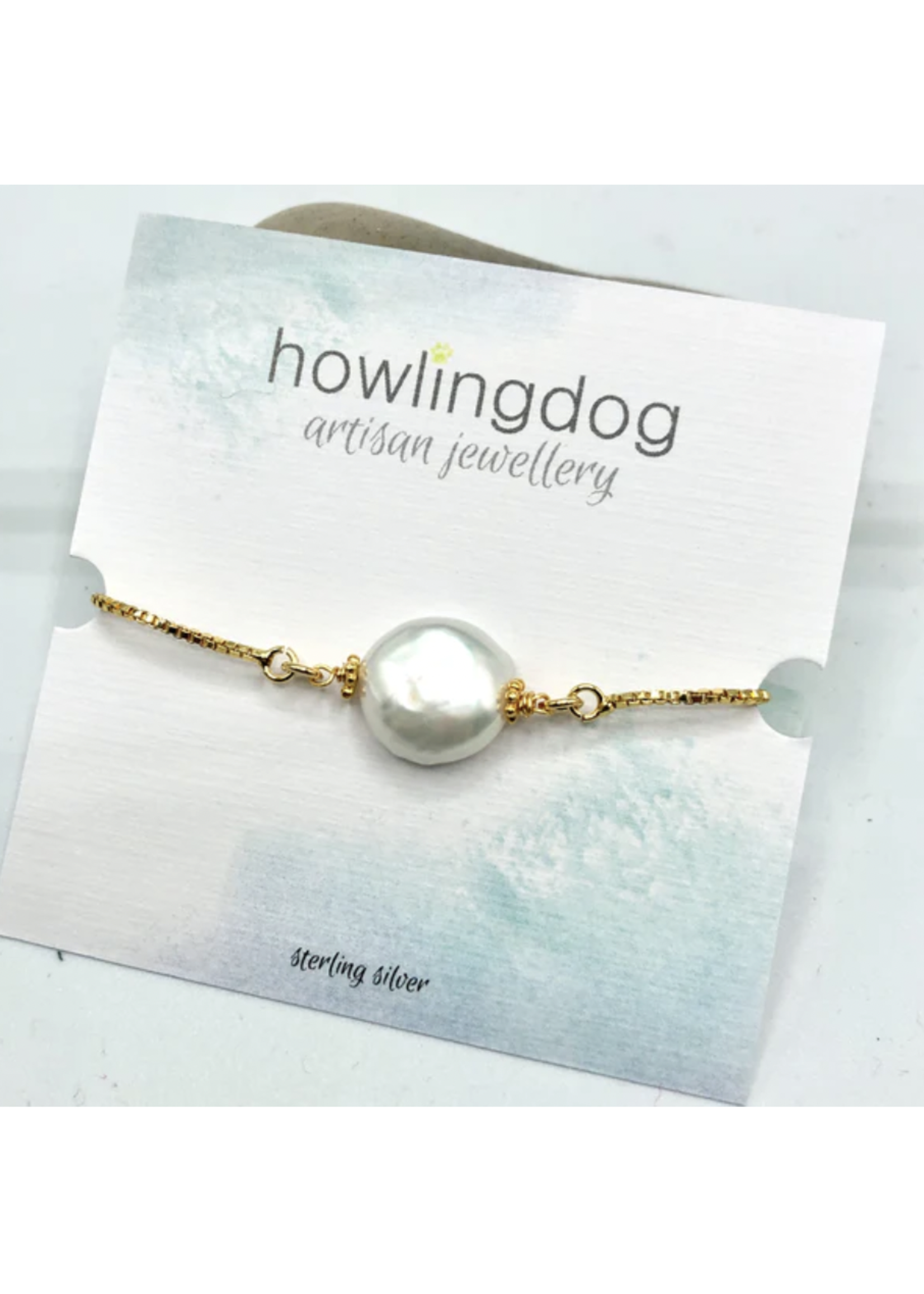 Howling Dog Artisan Jewellery Howling Dog  Adjustable Bracelet - Round Freshwater Pearl