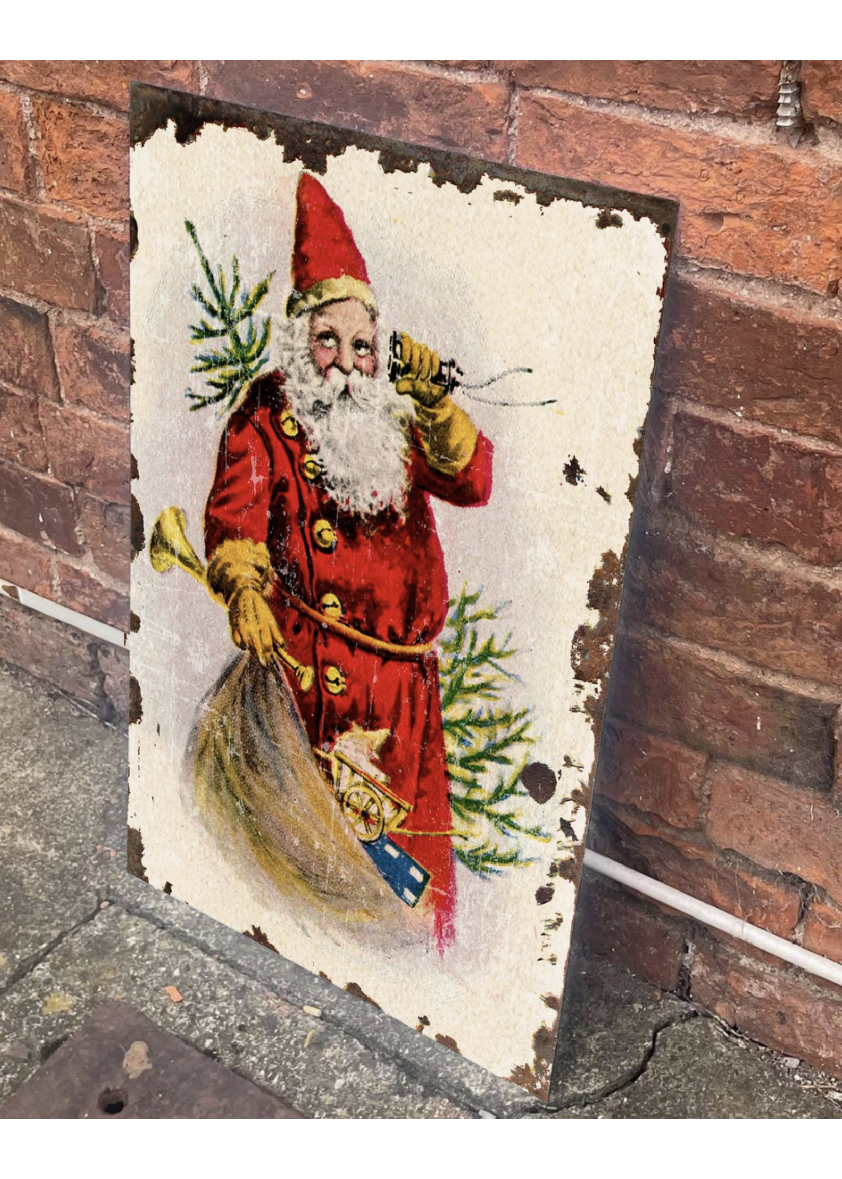 The British Metal Signs Company Vintage Santa With Sack Christmas Vintage Metal Wall Sign