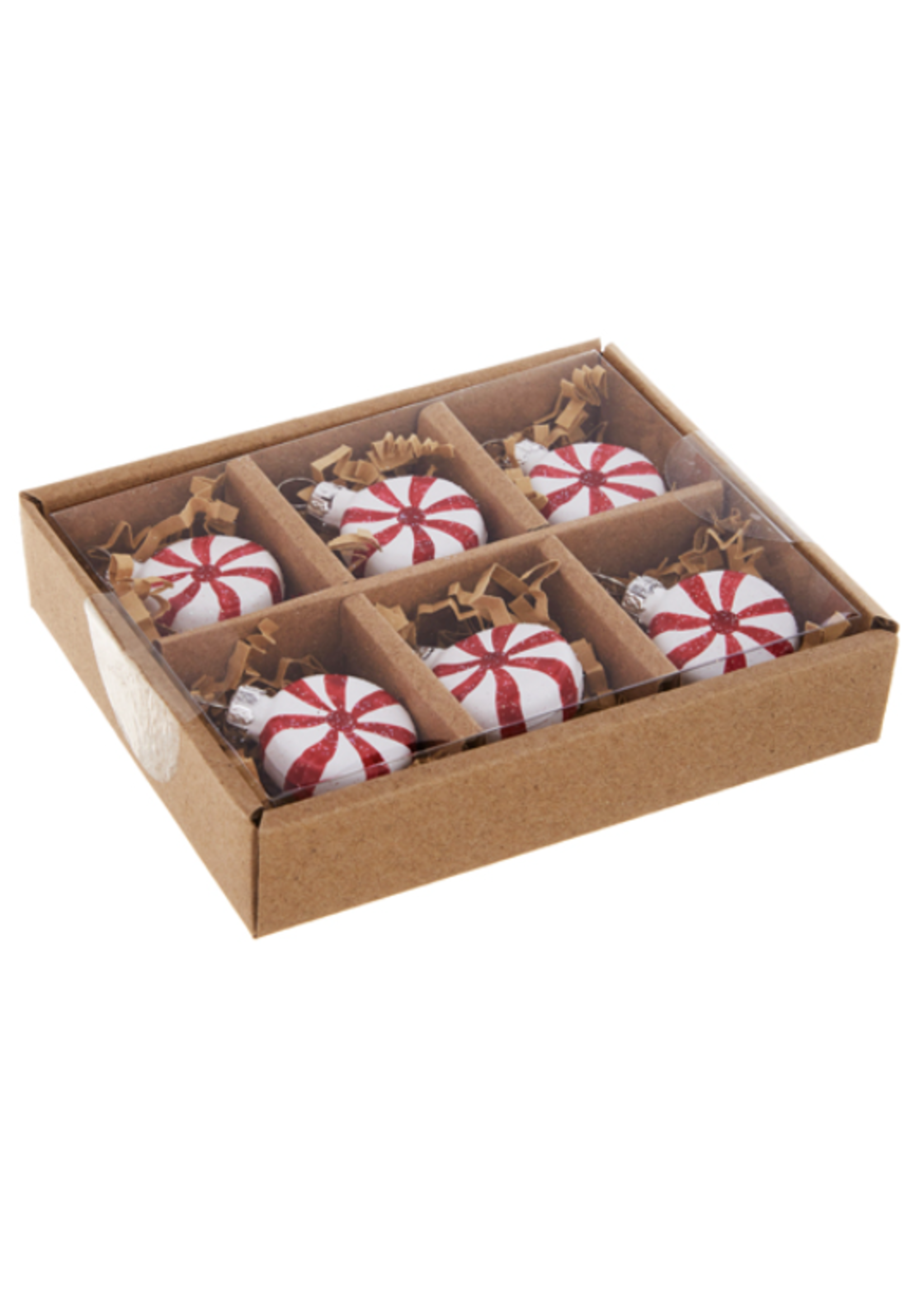 Alicja Confections Box of 6 Peppermint Glass Ornaments