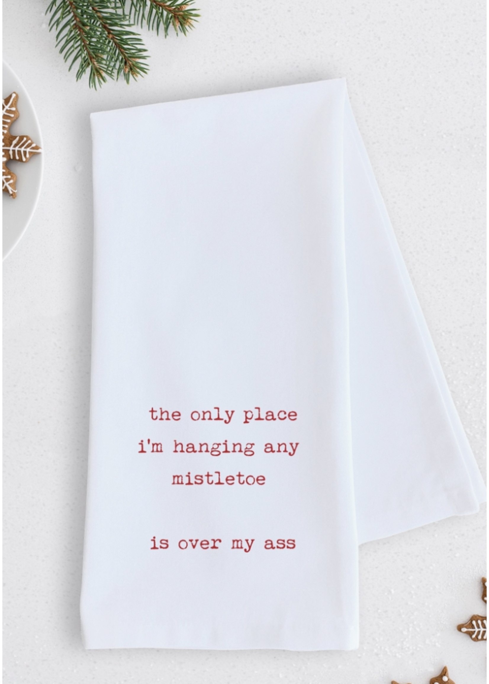 Dev D & Co. Hanging mistletoe tea towel