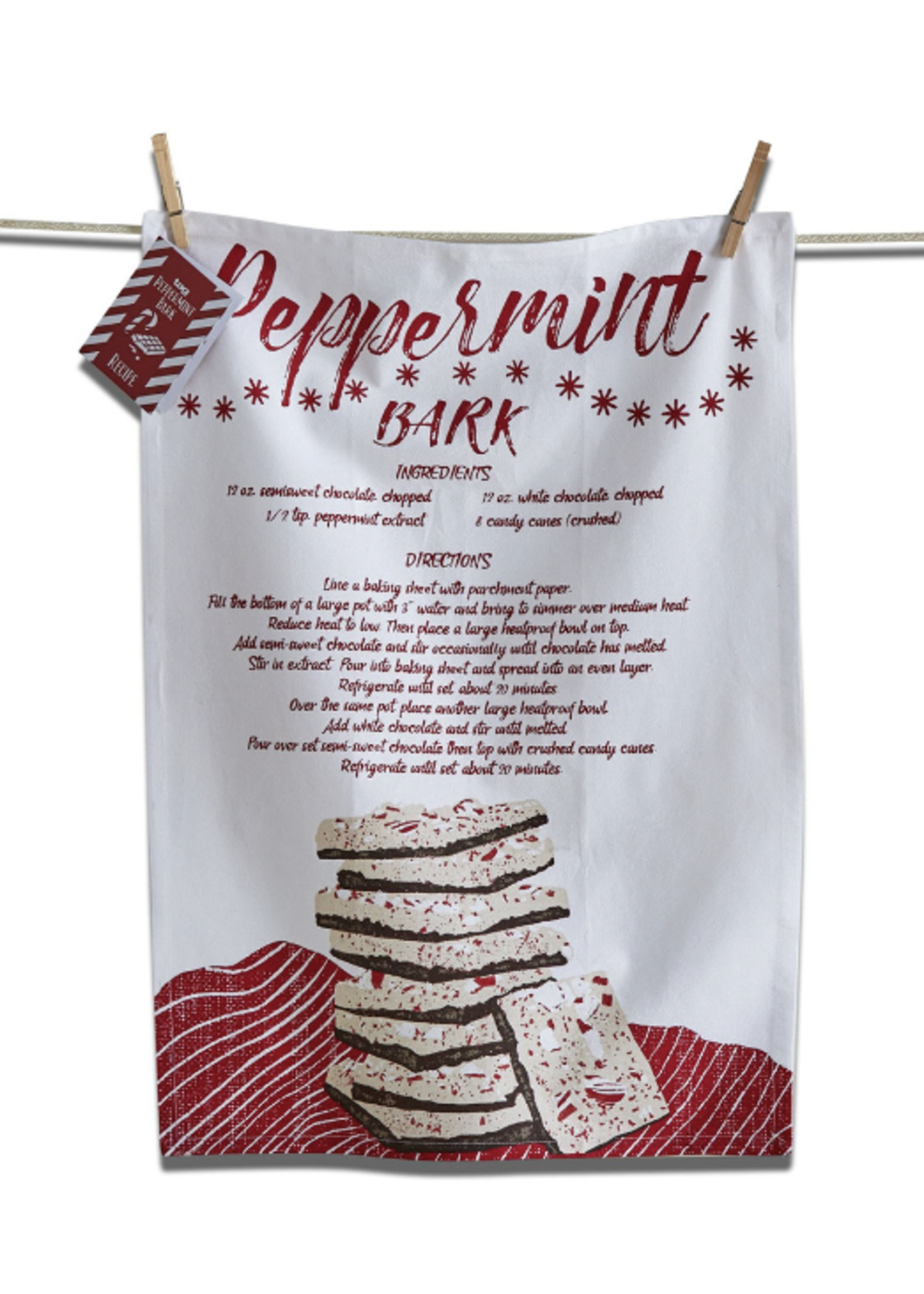 Design Home Peppermint Bark Recipe Dish/Tea Towel - White