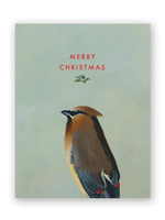 Mincing Mockingbird Cedar Waxwing Merry Christmas boxed card set of 8