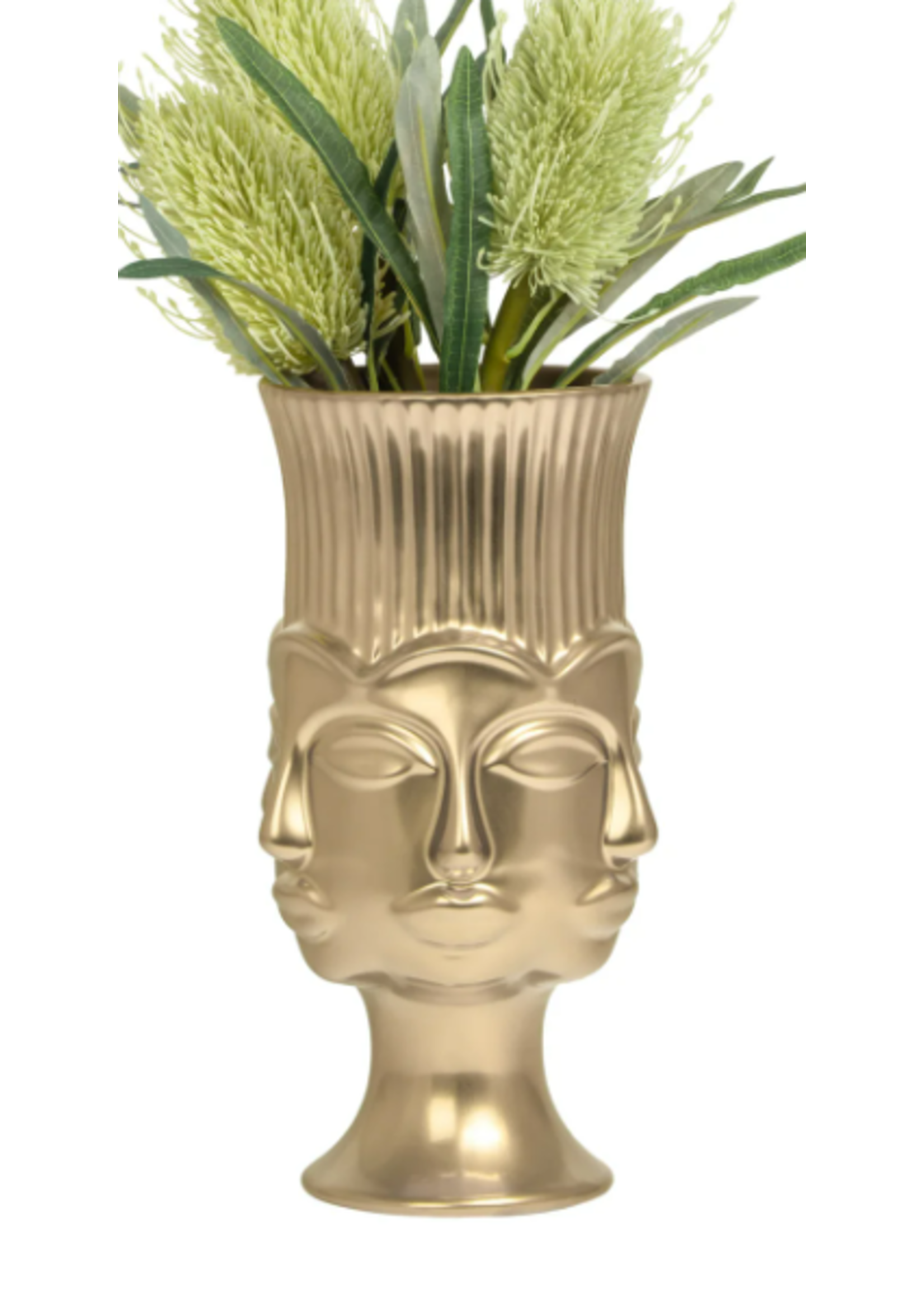 Torre & Tagus Odyssey Ceramic Multi Face Vase - Gold