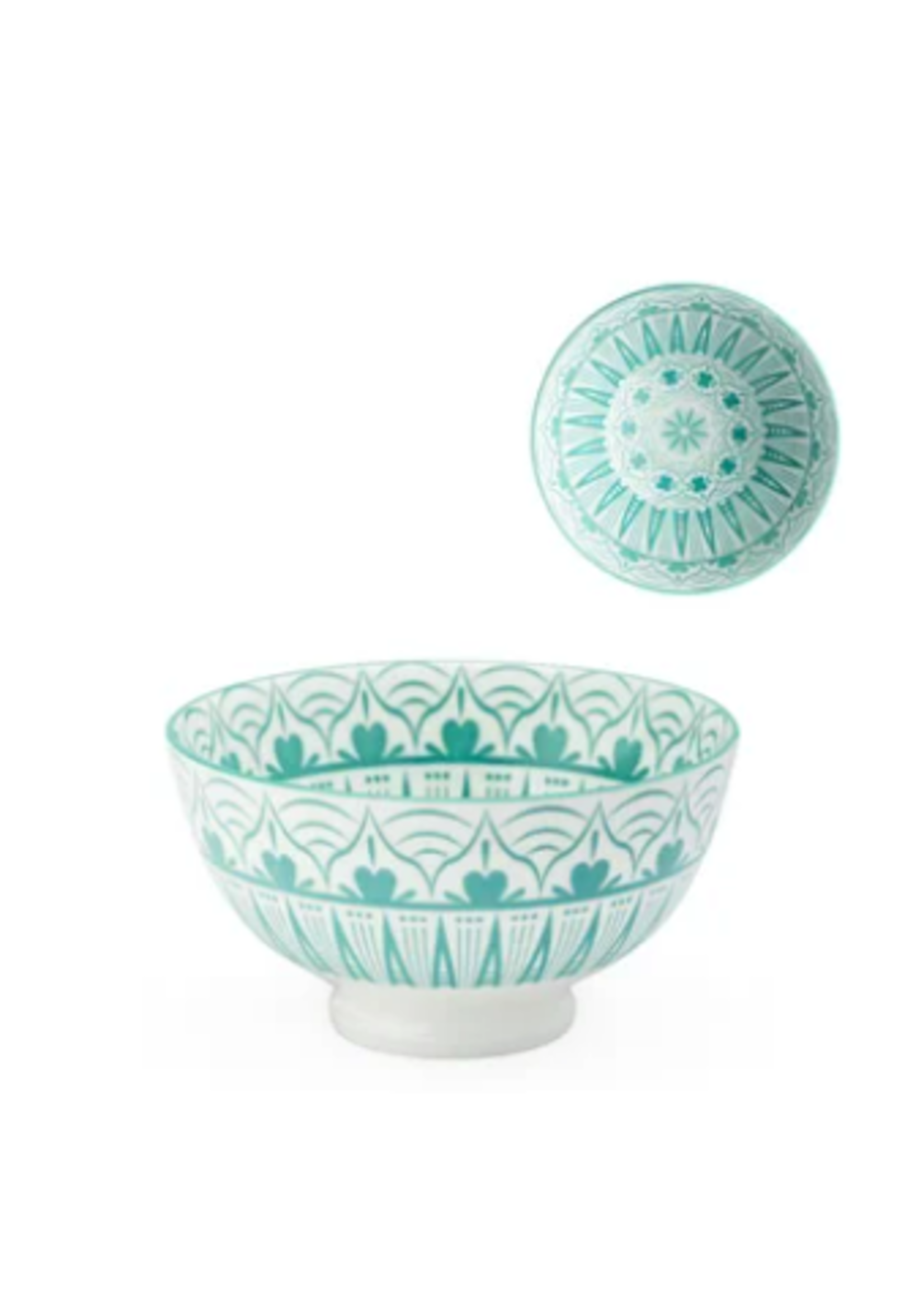 Torre & Tagus Kiri Porcelain 22oz/6" Bowl Med. - Teal Radiant Spire