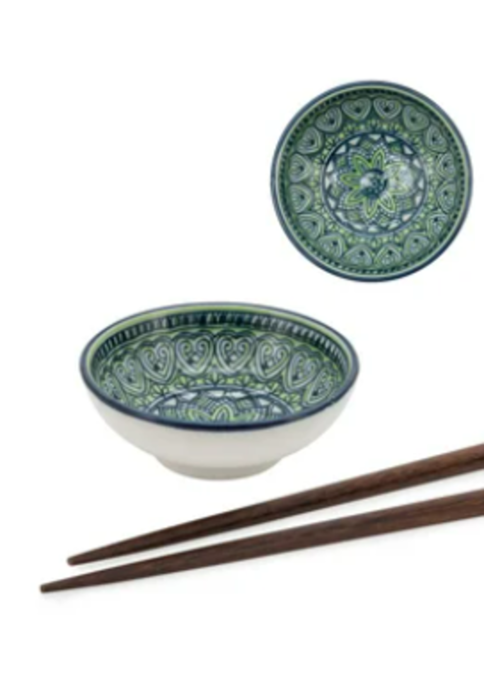 Torre & Tagus Kiri  Bowl  Mini -  Green Mandala - Porcelain 3"