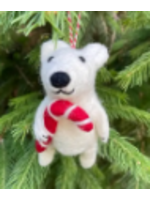 The Winding Road Felt Ornament  Polar Bear with Candy Cane