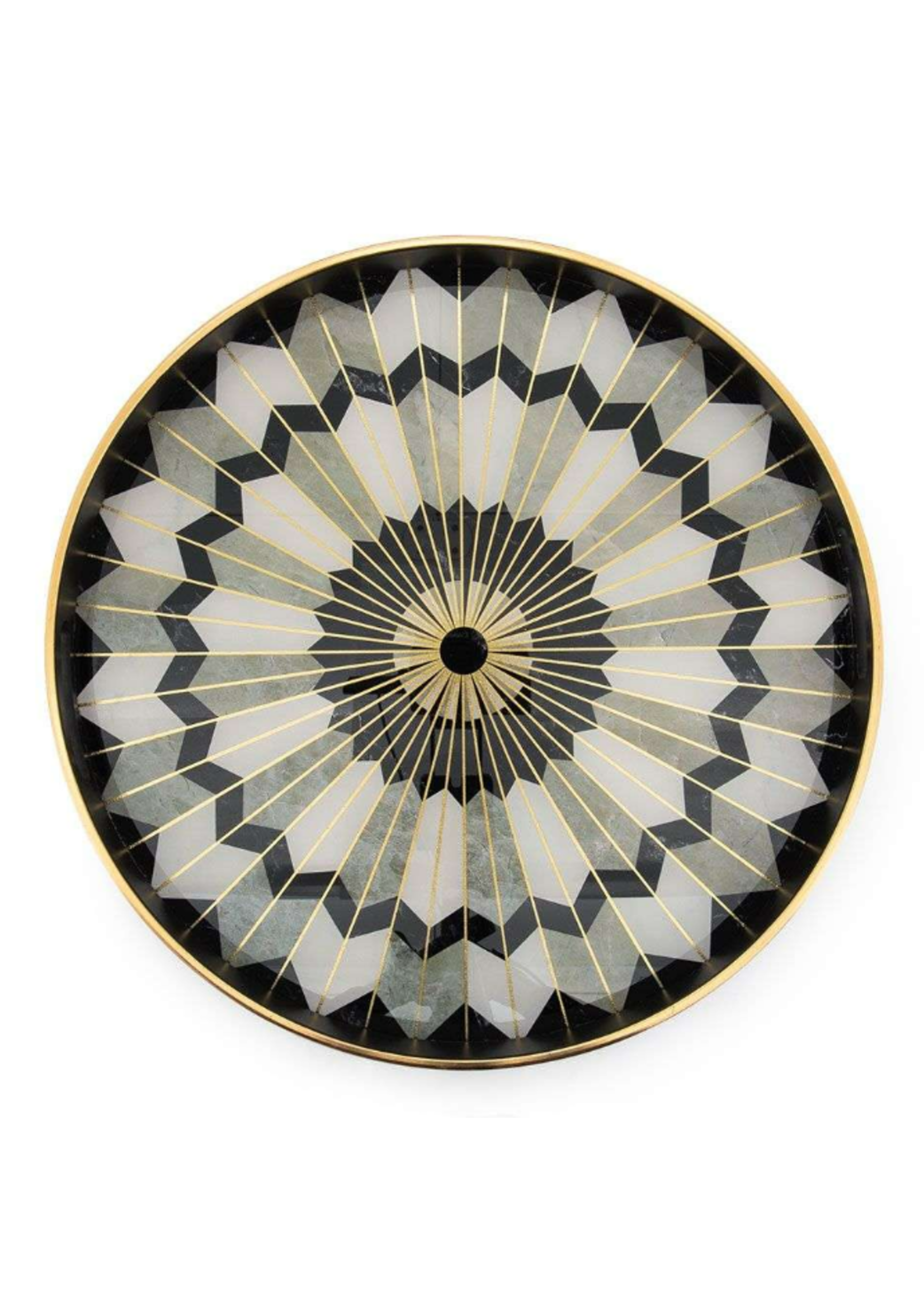 Savoy Gold Rim Tray - Mosaic Large