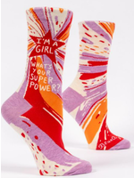 Blue Q I'm a Girl What's your Super Power socks