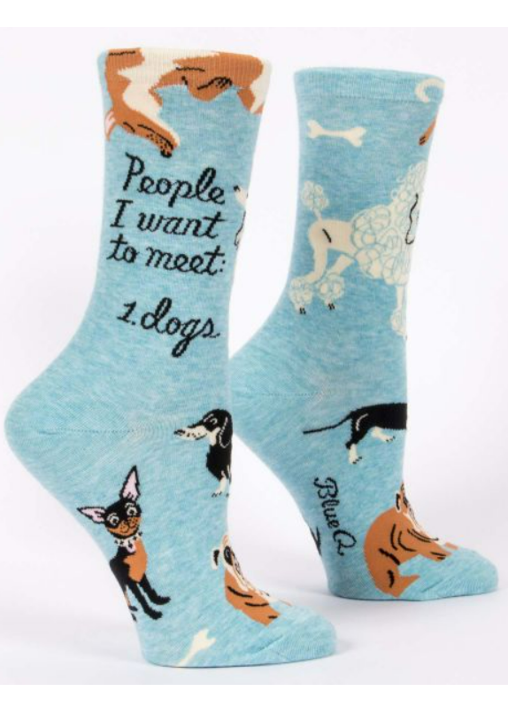 Blue Q People I Want to Meet: Dogs Crew socks