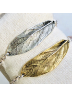 Howling Dog Artisan Jewellery Howling Dog Long Leaf Pewter Bracelet - Silver Plated Pewter